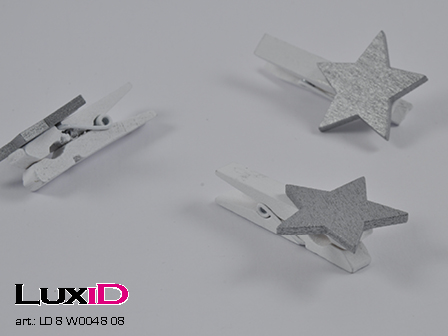 Wooden star 08 silver 30mmx30mm (36pcs)